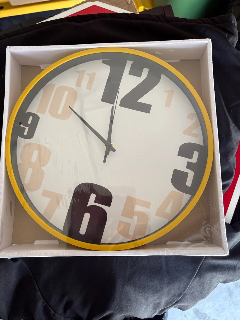 Brand Yellow-Rim Modern Oversized Numeral Wall Clock